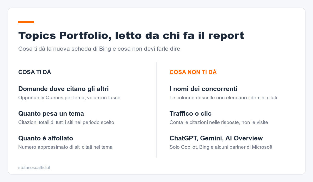 Topics Portfolio, letto da chi fa il report