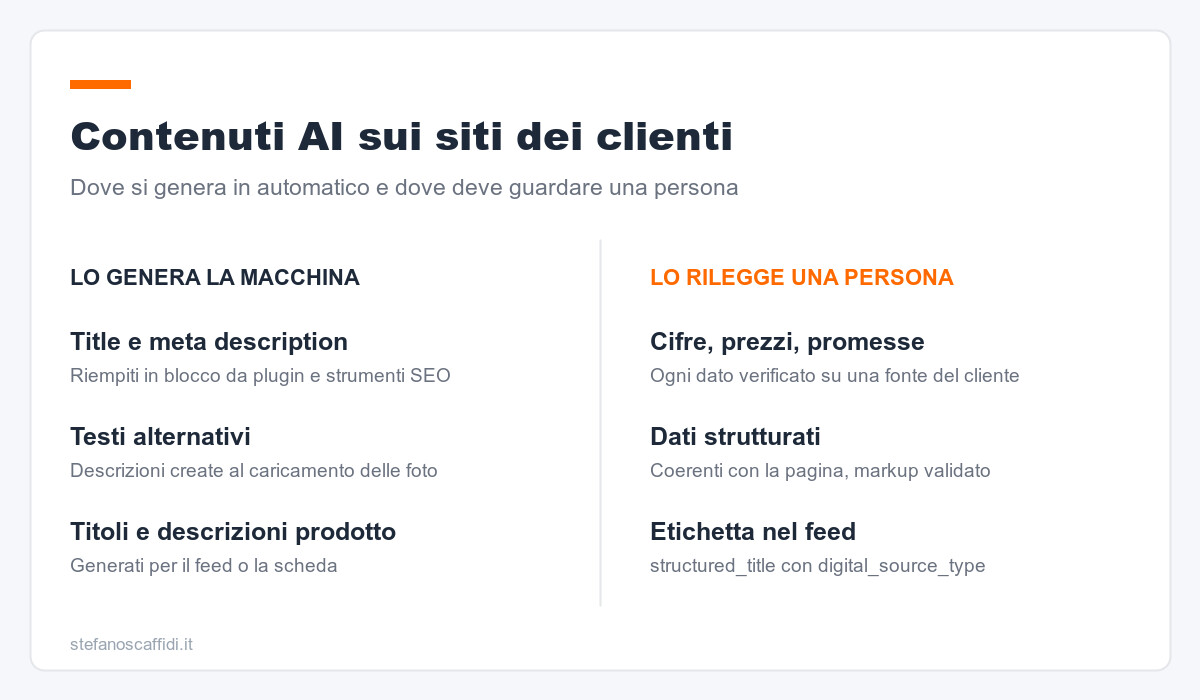 Contenuti AI sui siti dei clienti